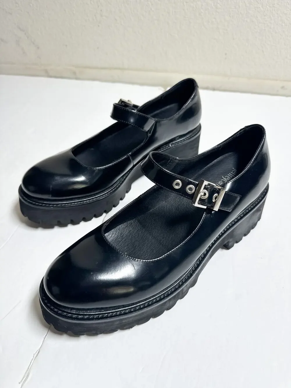 Jeffrey Campbell Black Patent Mary Jane Platform Lug Soles